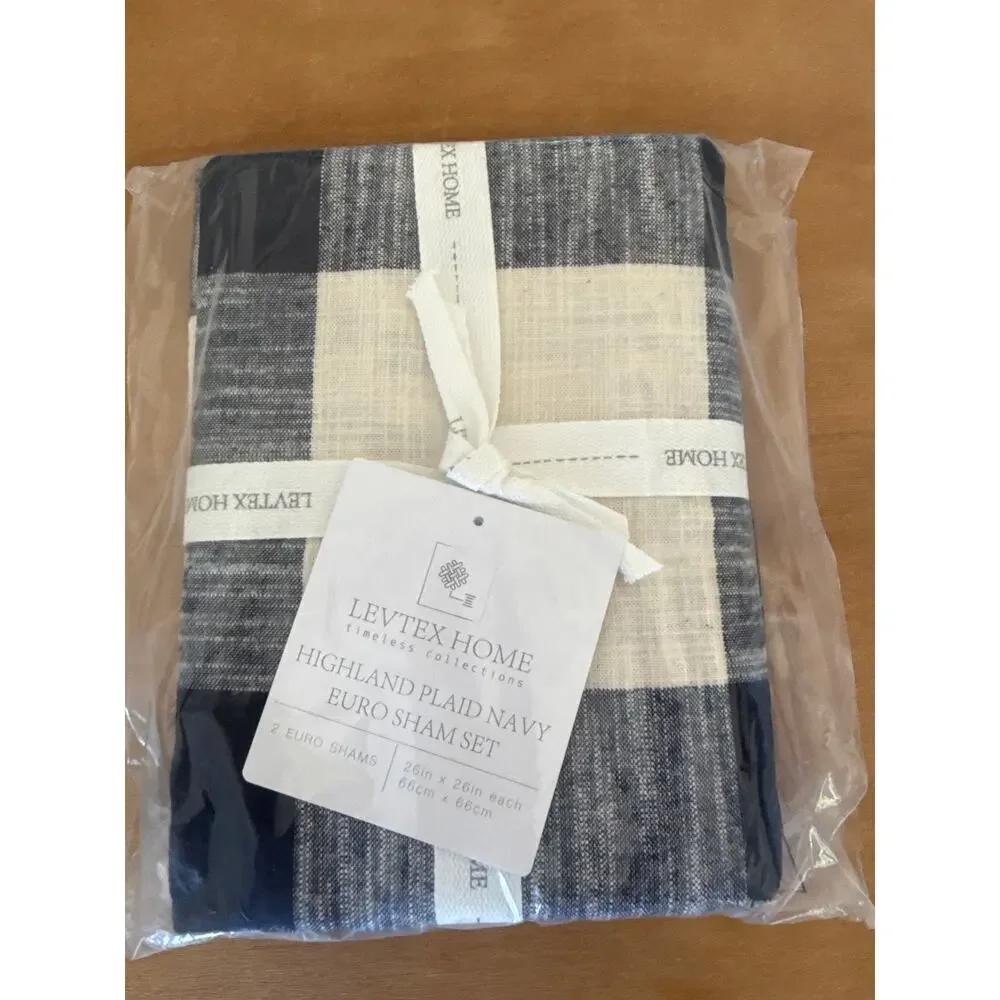 Levtex Home HIGHLAND PLAID NAVY EURO SHAM SET OF 2 26x26 Buffalo Check
